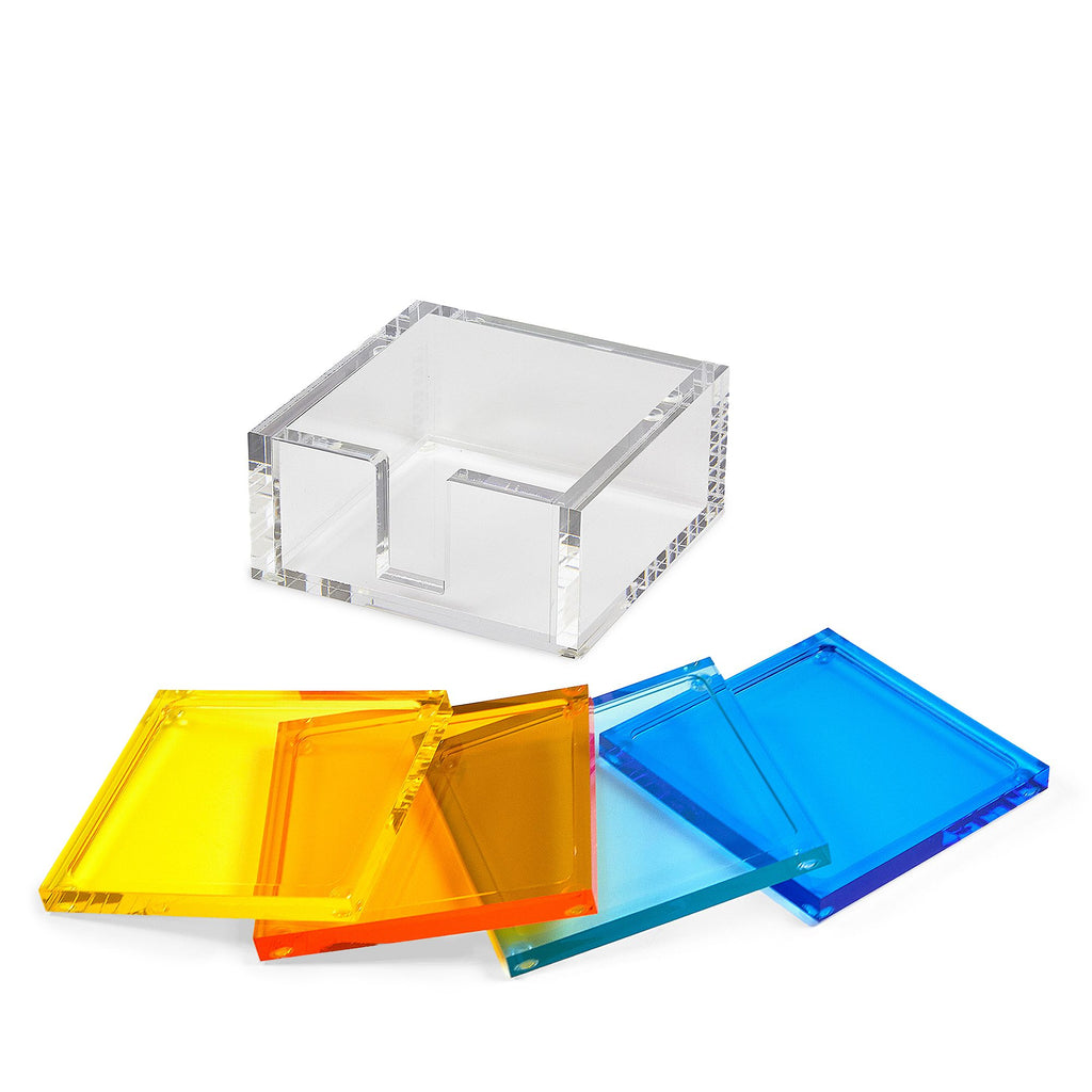 Multi-Color Lucite Coasters, Set/4