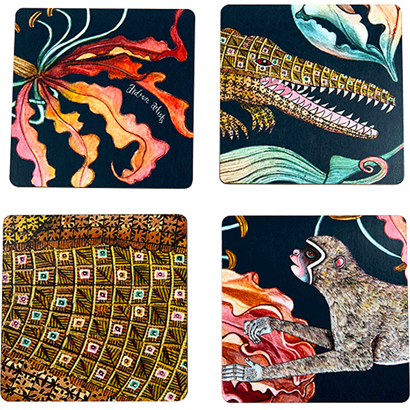 Flame Lily Crocodile Coasters Set/4
