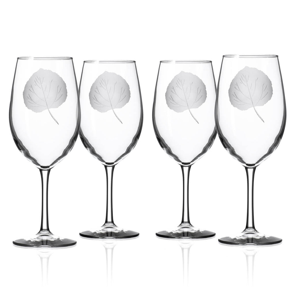 Aspen Leaf Wine Glasses, Set/4