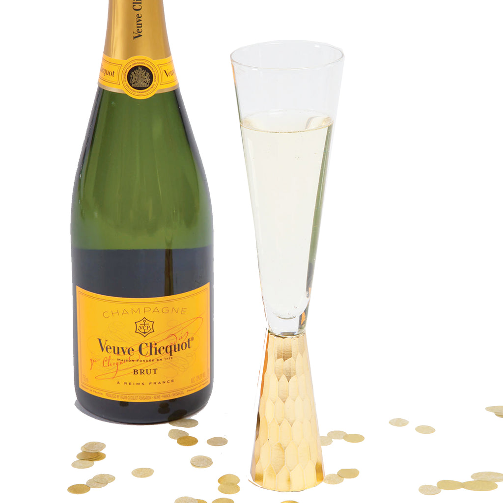 Gold Geo Hammered Champagne Glass Set/4