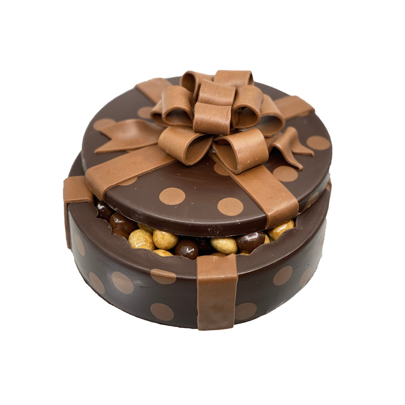 Polka Dot Art Box Filled with Triple Chocolate Toffee