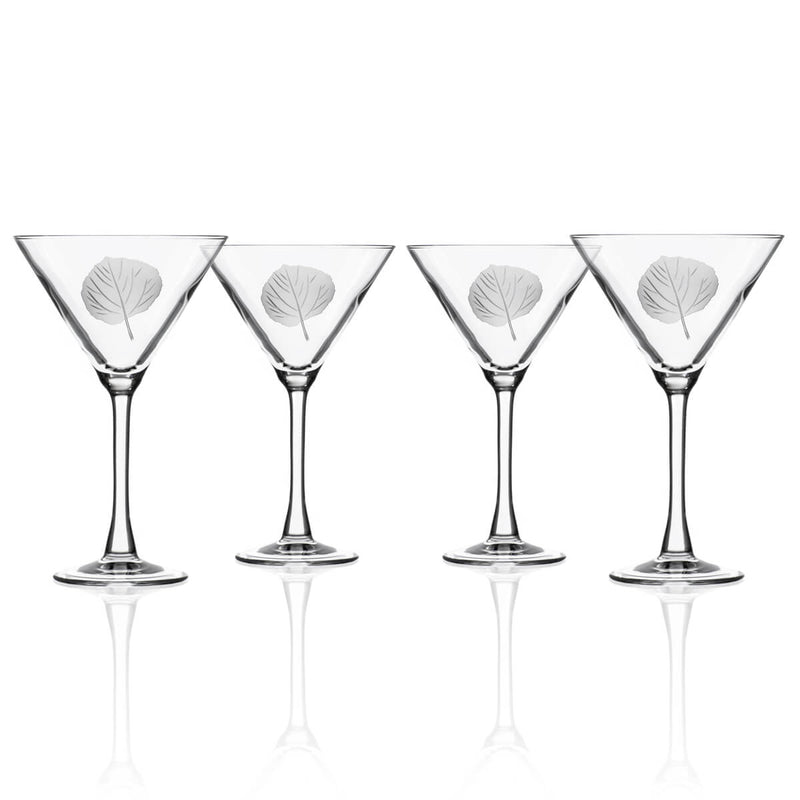 Aspen Leaf Martini Glasses, Set/4